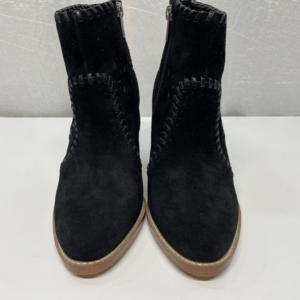 Ivanka Trump Suede Ankle Boots Heel Cutout Black Size 6 M - Picture 2 of 11